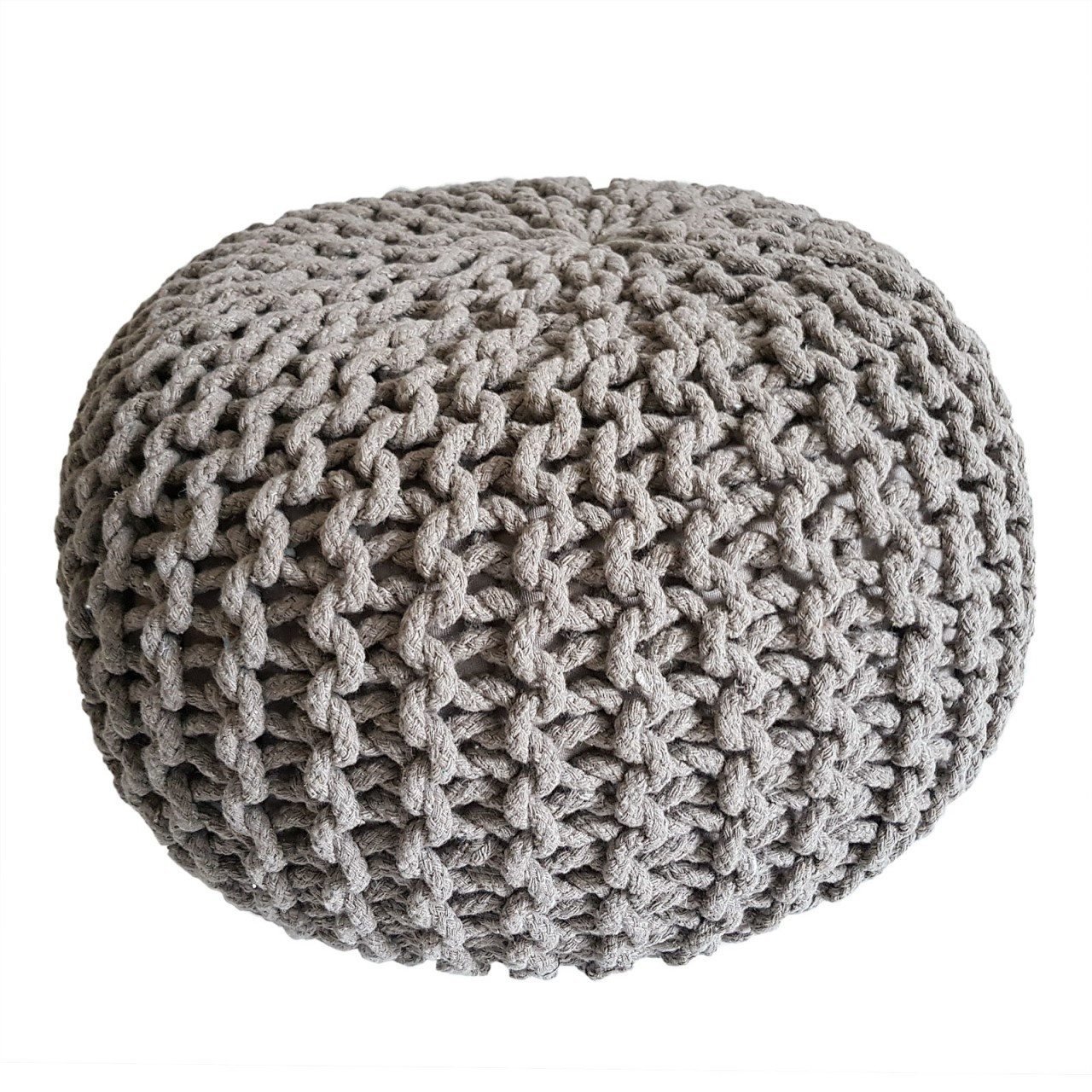 Hocker - Hocker Ø 45 cm x 30 cm - Beige - Grobgestrickte Optik - Langlebig
