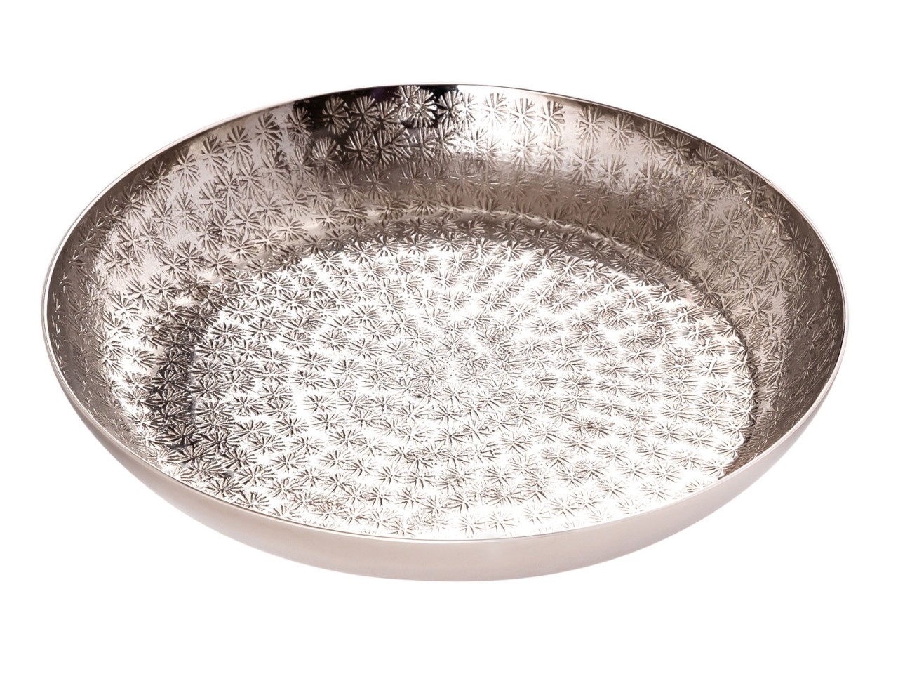 Parya Home - Dekoratives Tablett ø 28 cm Tablett Metall Kerzentablett rund - Silber - Metall