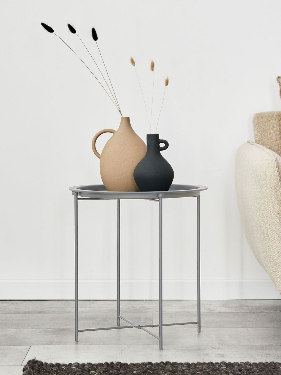 Bijzettafel - Salontafel- 47 x 51cm - Metaal- Grijs