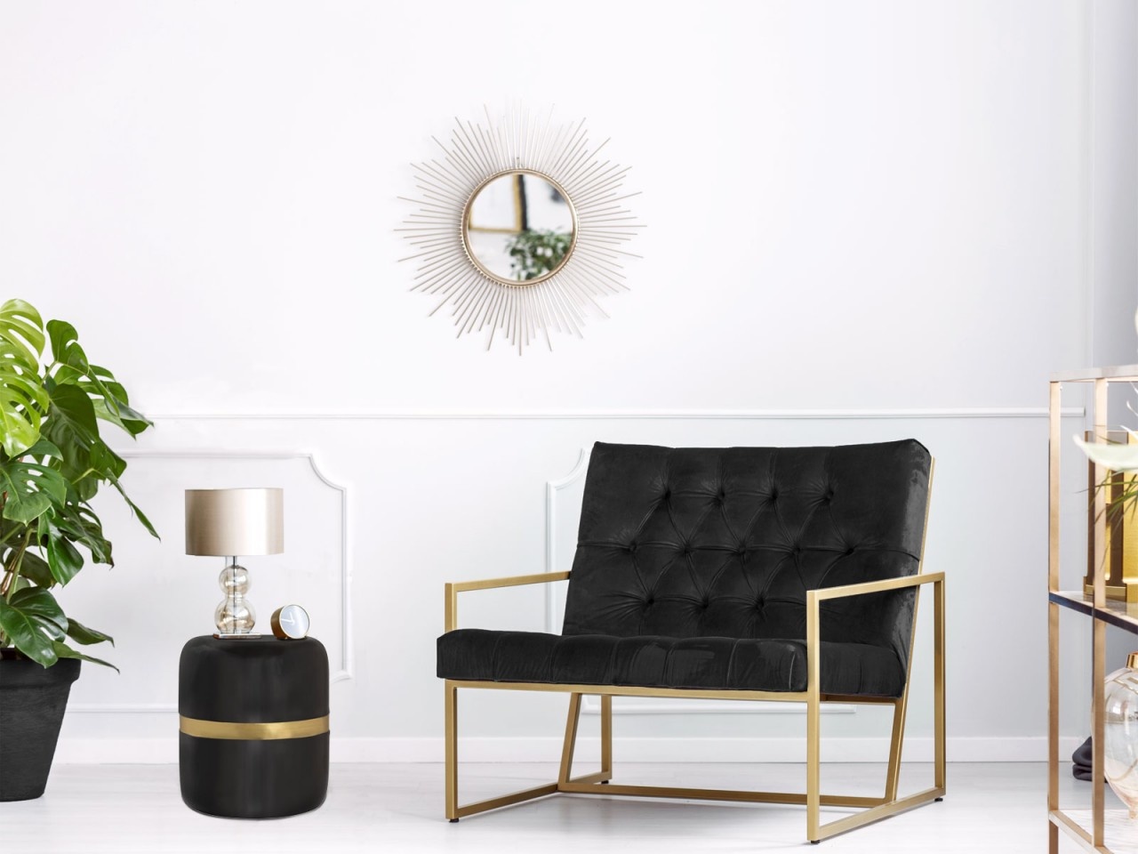 Parya Home - Dekorativer Tisch Beistelltisch Runder Lampentisch Couchtisch ø 34x36 - Schwarz - Metall