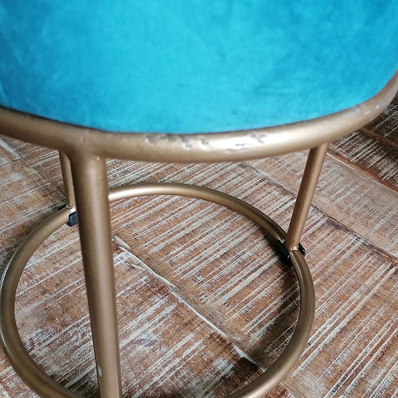 Parya Home -Velours kruk 32 x 42 cm fluwelen kruk met ijzeren frame goudkleurige zitkruk Velvet Poef Sitzp