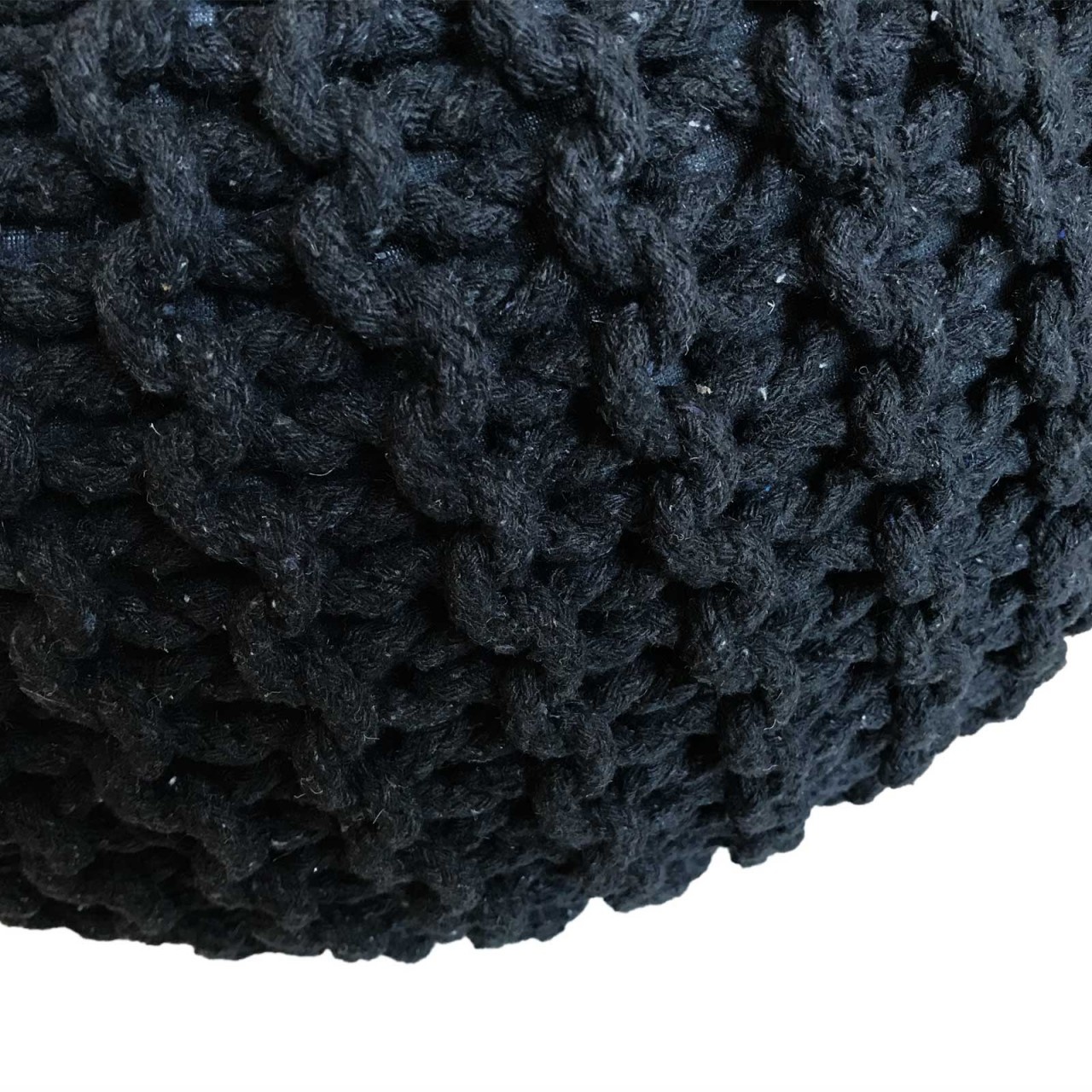 Parya Home - Poef-Kruk - Duurzaam Hoogte 37 - Ø 55 cm - Zwart - Katoen