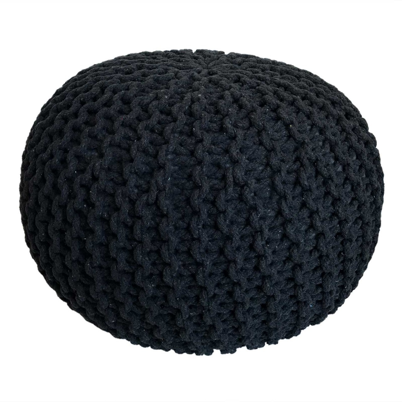 Parya Home - Poef-Kruk - Duurzaam Hoogte 37 - Ø 55 cm - Zwart - Katoen