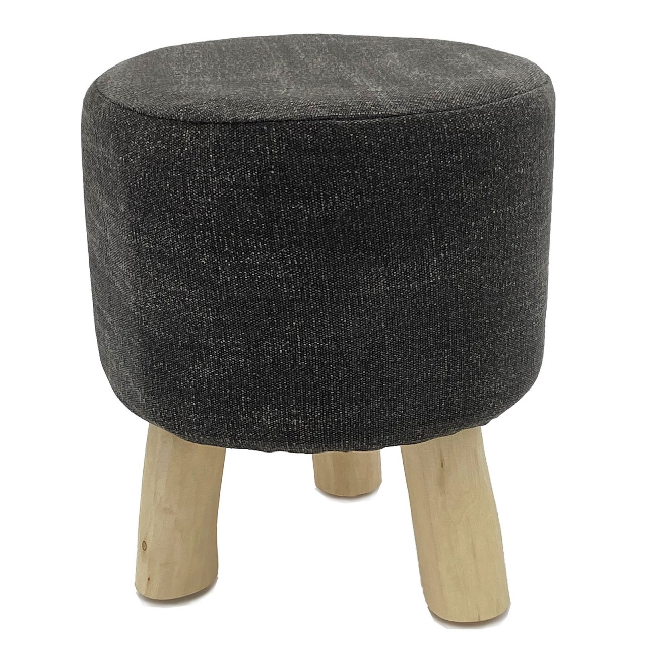 Parya Home - Pouf met Houte Poten - Ø 35x45 cm - Teakhout