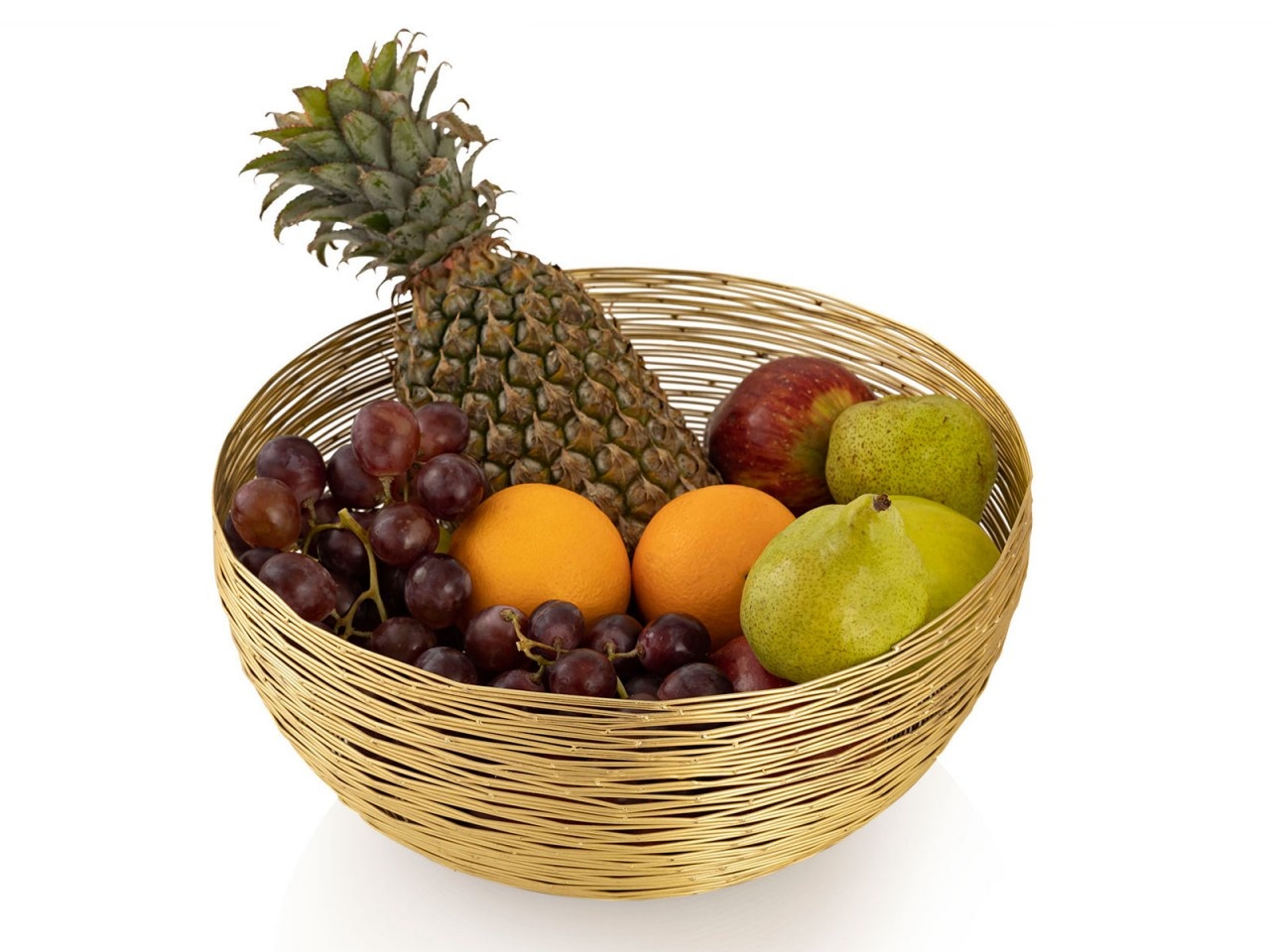 Parya Home - Obstschale Brotkorb Obstkorb Struktur aus Metalldraht - ø 30x15 - Gold - Metall