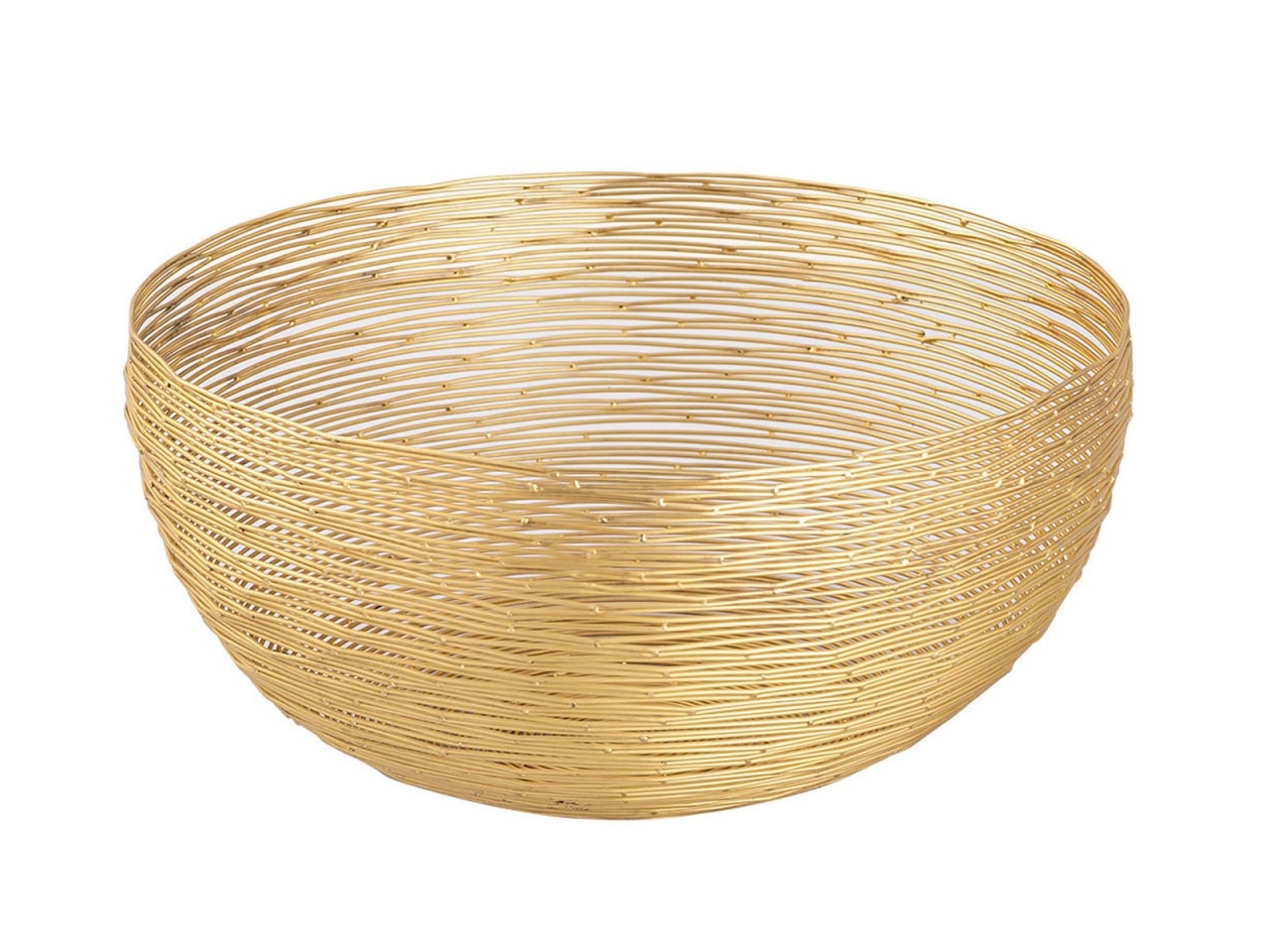 Parya Home - Obstschale Brotkorb Obstkorb Struktur aus Metalldraht - ø 30x15 - Gold - Metall