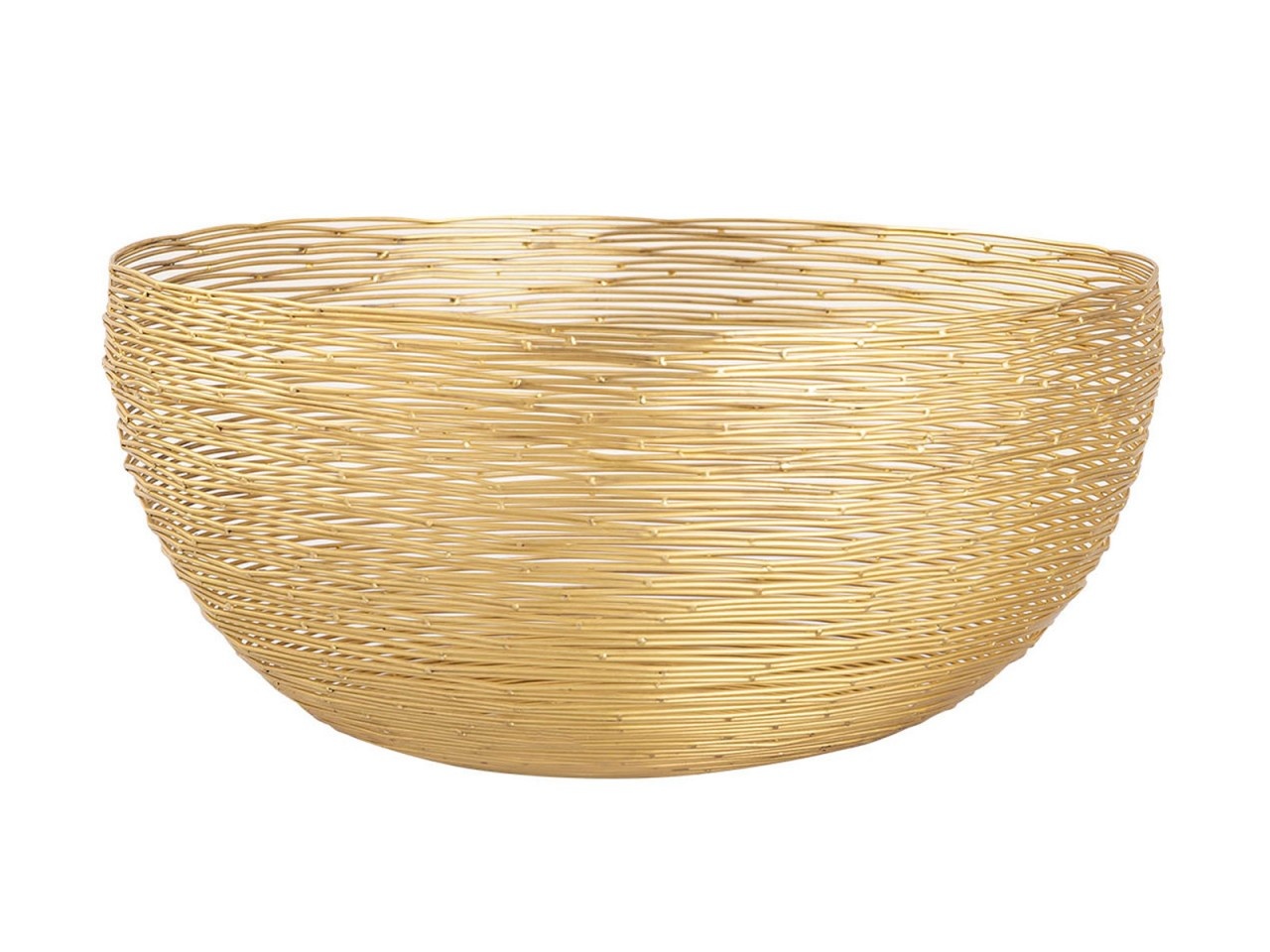 Parya Home - Obstschale Brotkorb Obstkorb Struktur aus Metalldraht - ø 30x15 - Gold - Metall