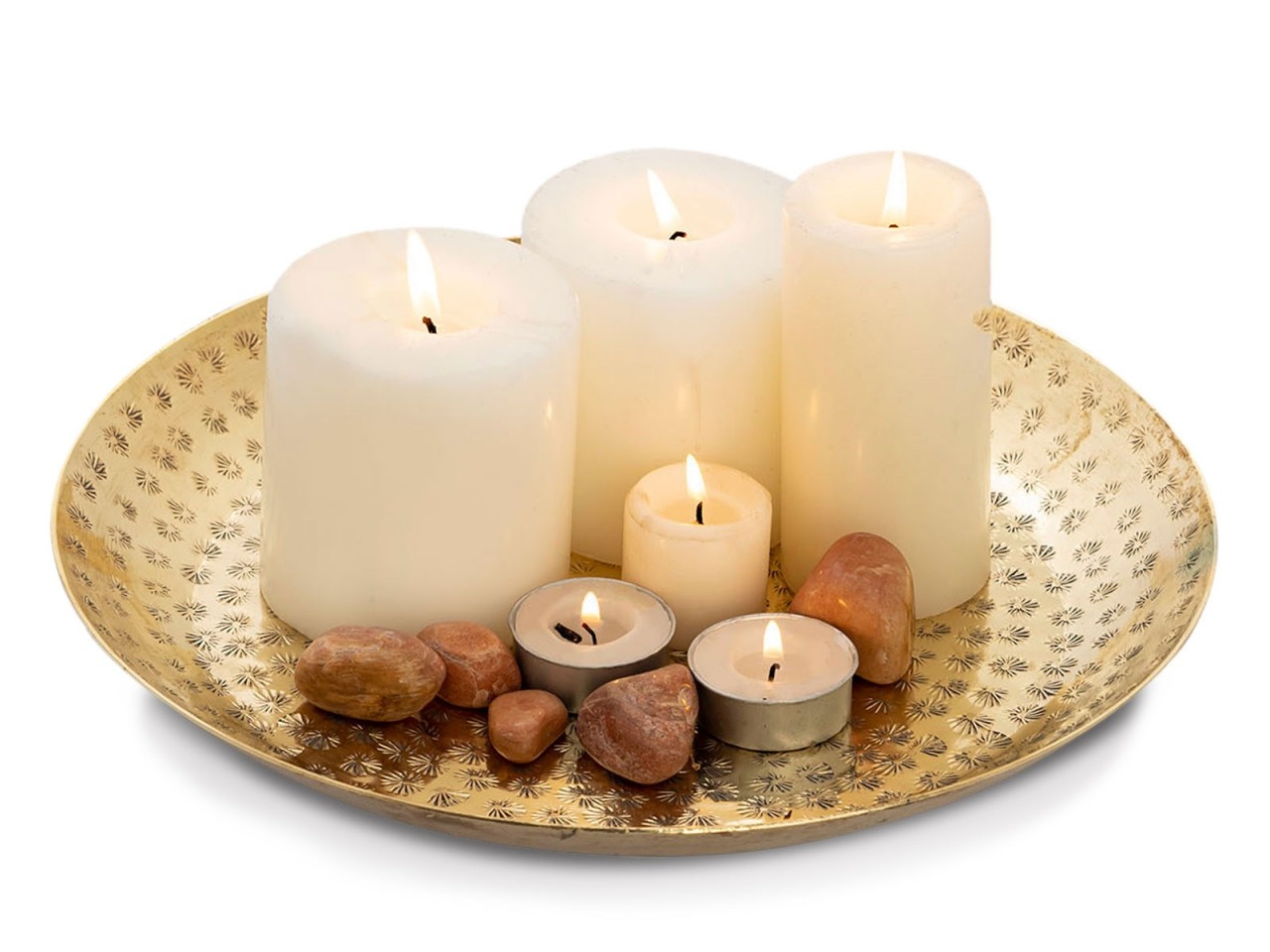 Parya Home - Dekoratives Tablett ø 28 cm rundes Serviertablett - Gold - Metall