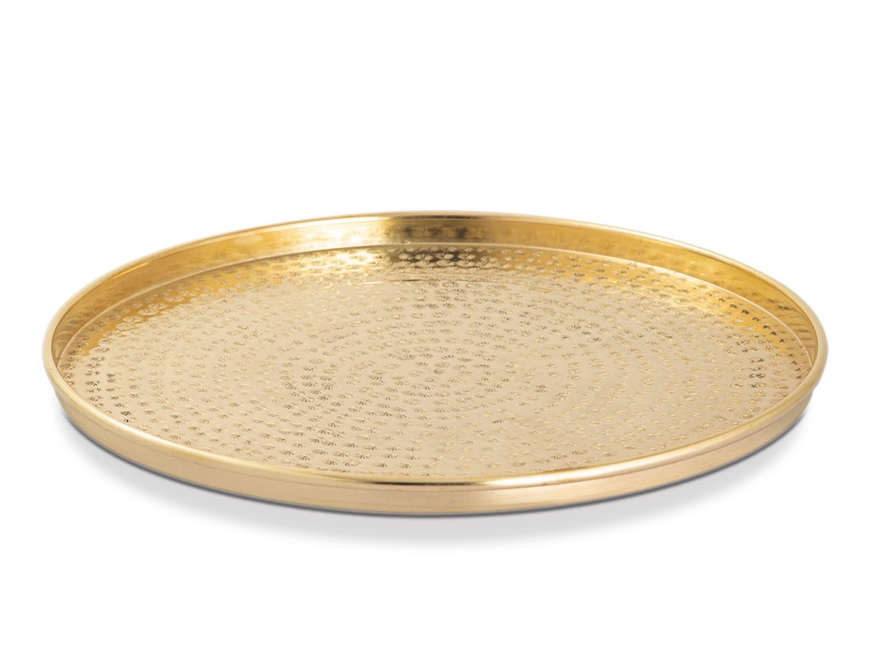 Parya Home - Dekoratives Tablett ø 40 cm rund - Gold - Metall