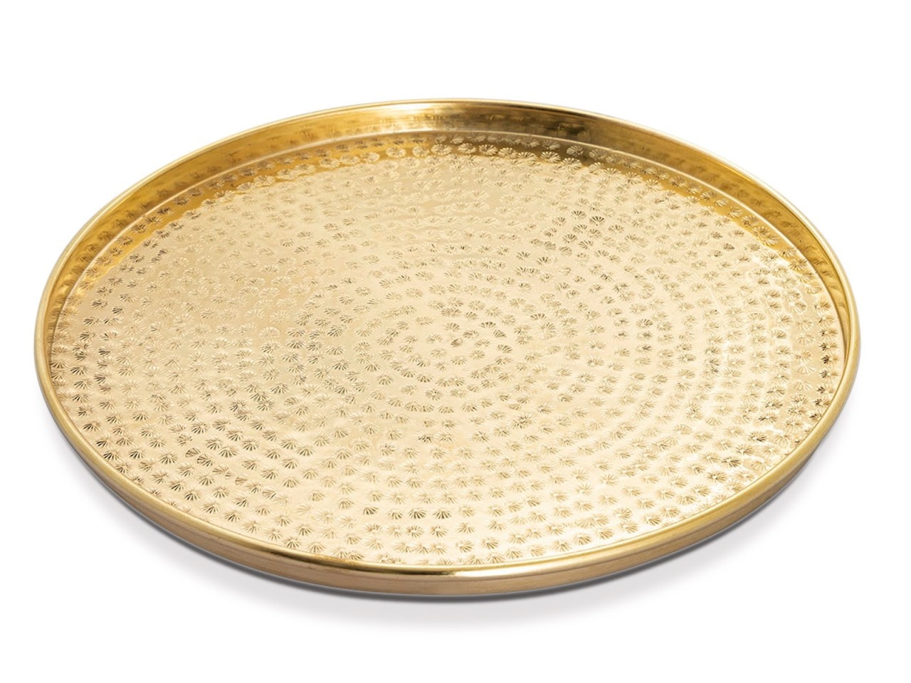 Parya Home - Dekoratives Tablett ø 40 cm rund - Gold - Metall