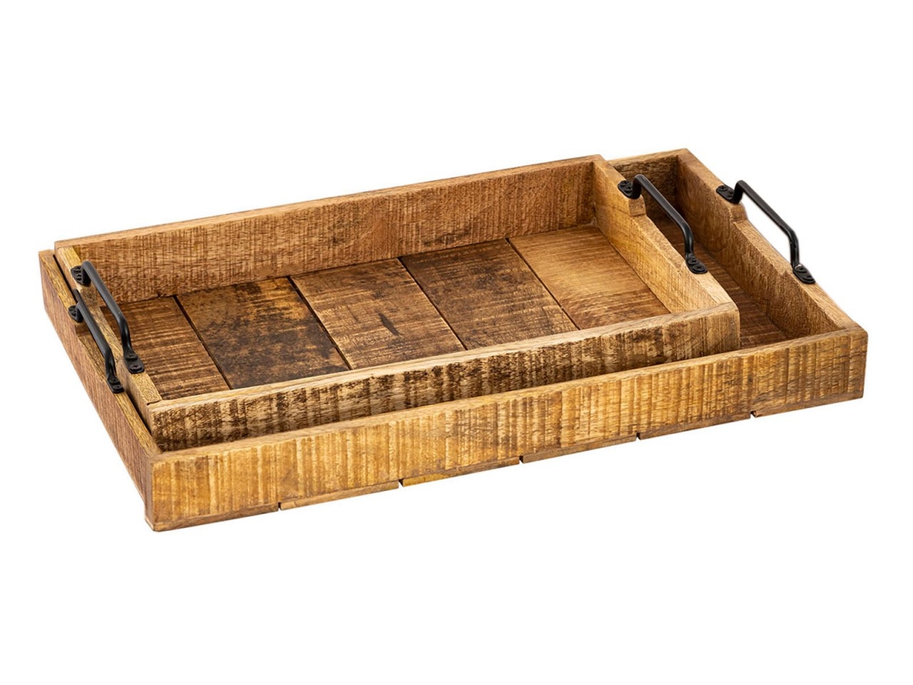 Parya Home - Houten Dienblad Decoratief Set van 2 Stuks - 46x31cm - Bruin - Mangohout