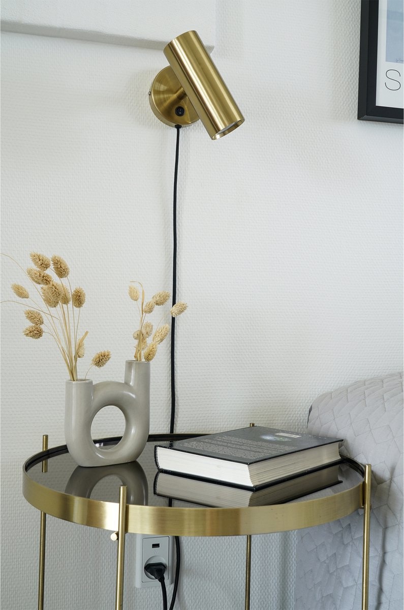 House Nordic - Paris Wandleuchte - 190 cm Stoffkabel- Goldfarben- Stahl