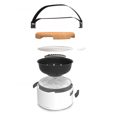 BergHOFF - Tischgrill - Ø35cm - Stahl - Weiß