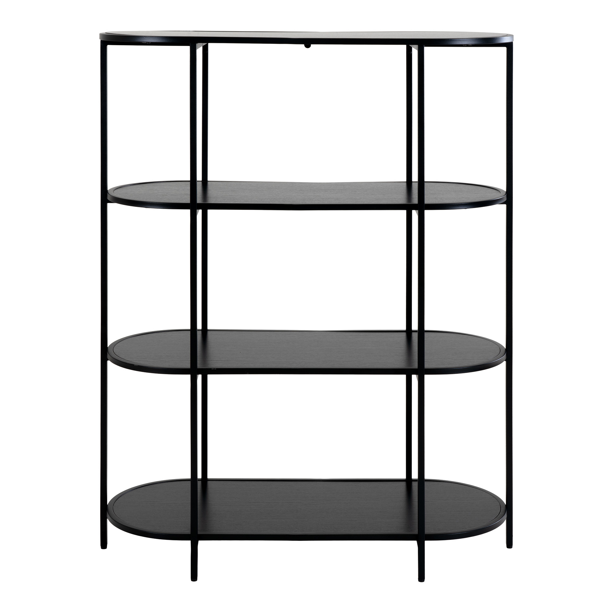 Vita Shelf - Ovale plank met zwart frame en 4 zwarte planken