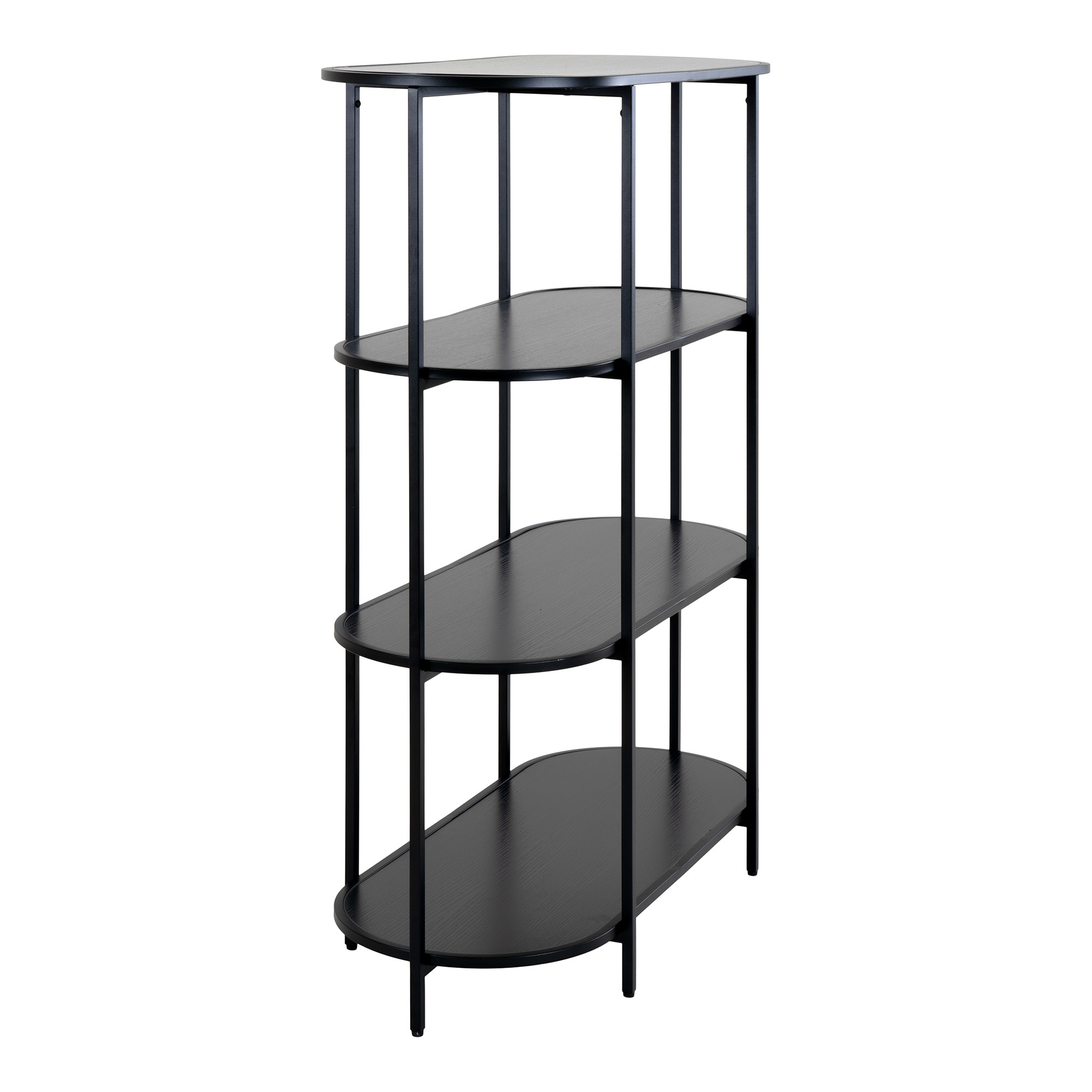 Vita Shelf - Ovale plank met zwart frame en 4 zwarte planken