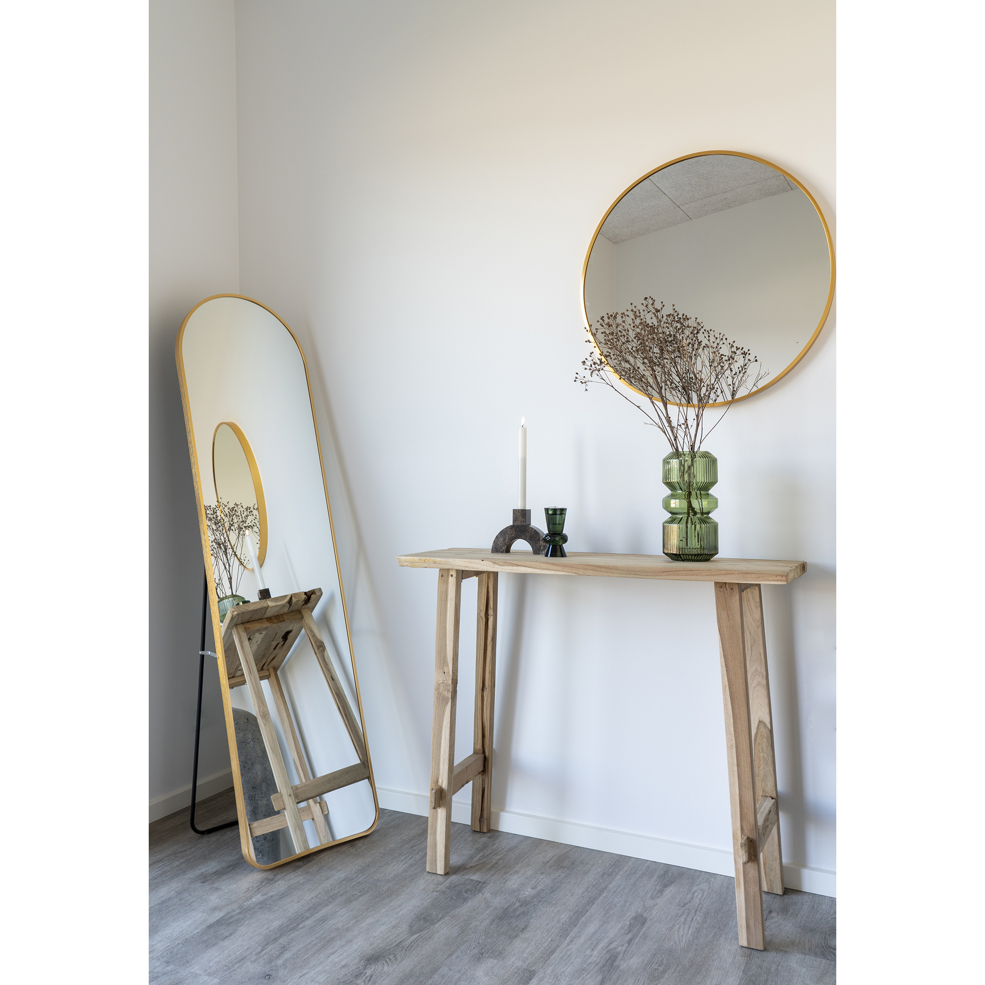 Madrid Mirror - Spiegel mit Rahmen in Messingoptik 40x150 cm