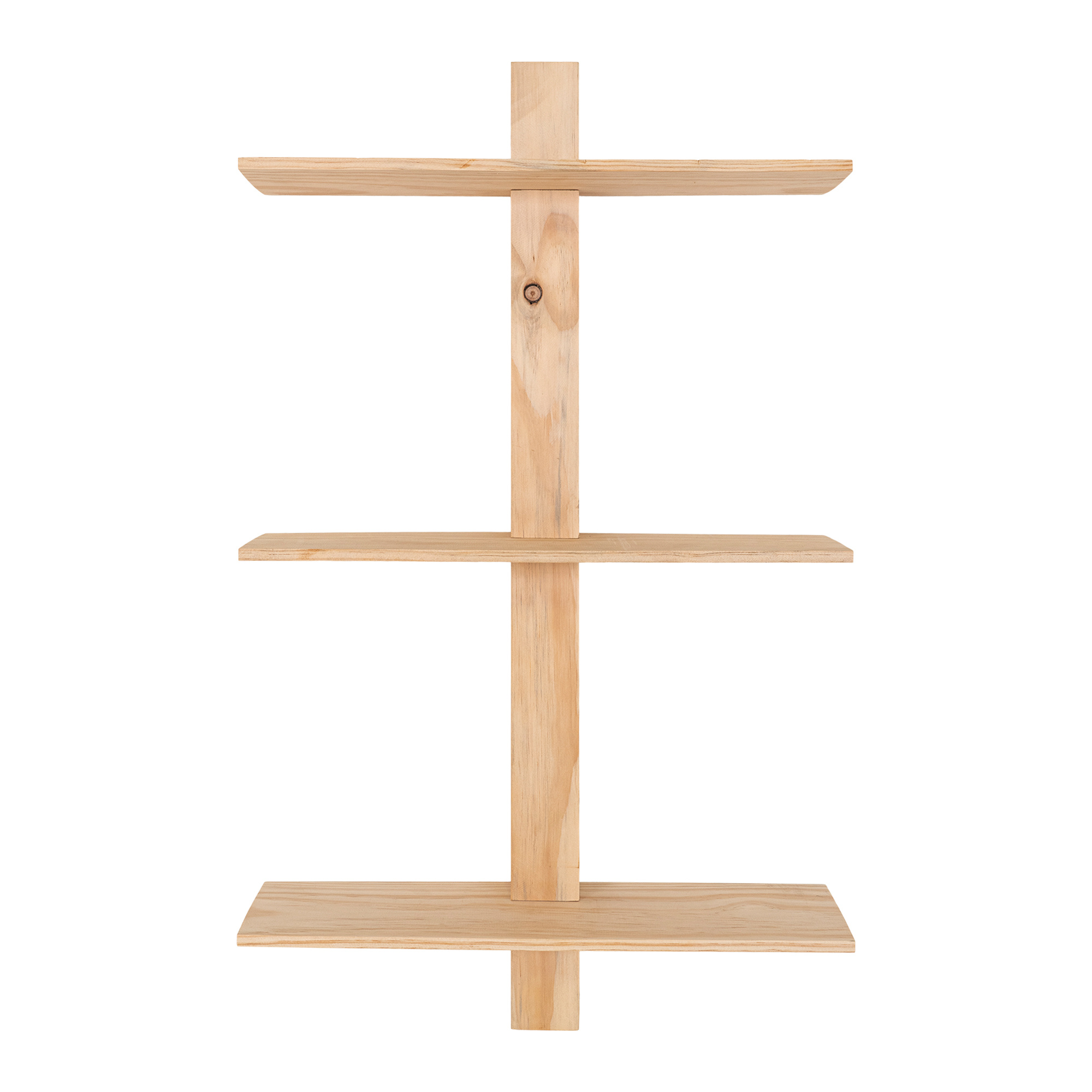House Nordic - Almelo Wall Shelf with 3 Natural Wood Shelves - 21x55x72 CM - Natural Wood - Pinewood