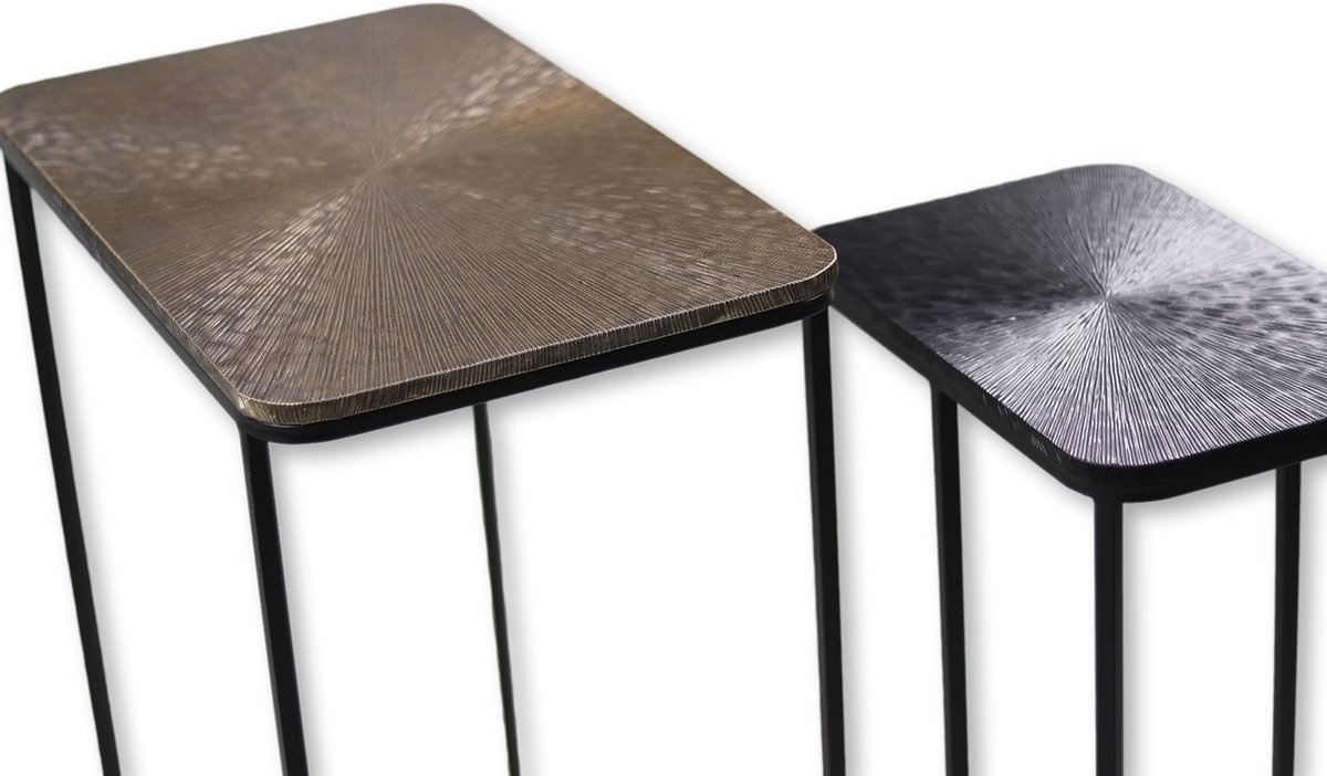 Console Table Set Fletcher - 60x35x77/40x25x70 - Gold/Black - Aluminium/Iron