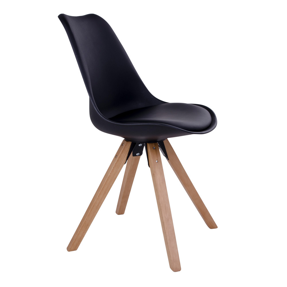 Bergen Dining Chair - Stuhl in schwarz mit Naturholzbeinen - 2er Set