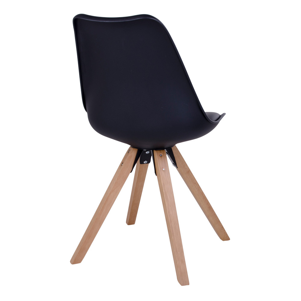 Bergen Dining Chair - Stuhl in schwarz mit Naturholzbeinen - 2er Set
