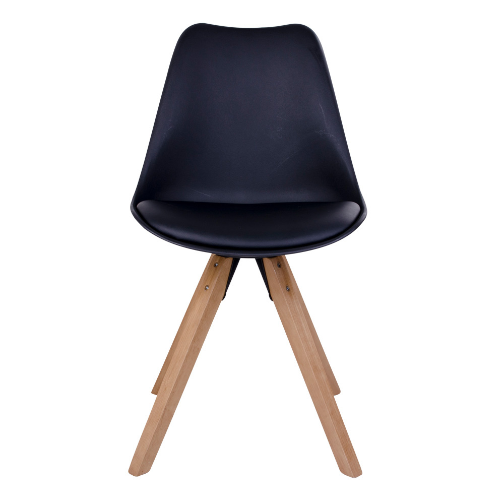 Bergen Dining Chair - Stuhl in schwarz mit Naturholzbeinen - 2er Set