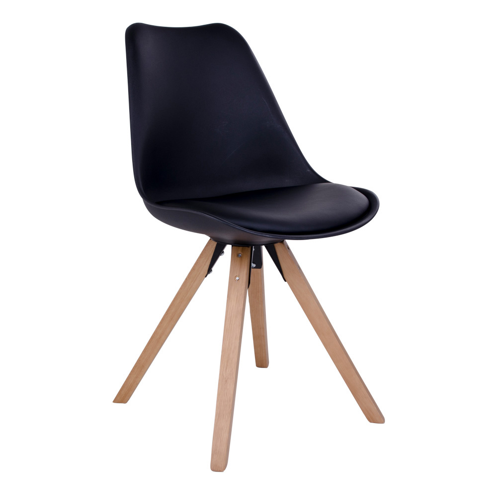 Bergen Dining Chair - Stuhl in schwarz mit Naturholzbeinen - 2er Set