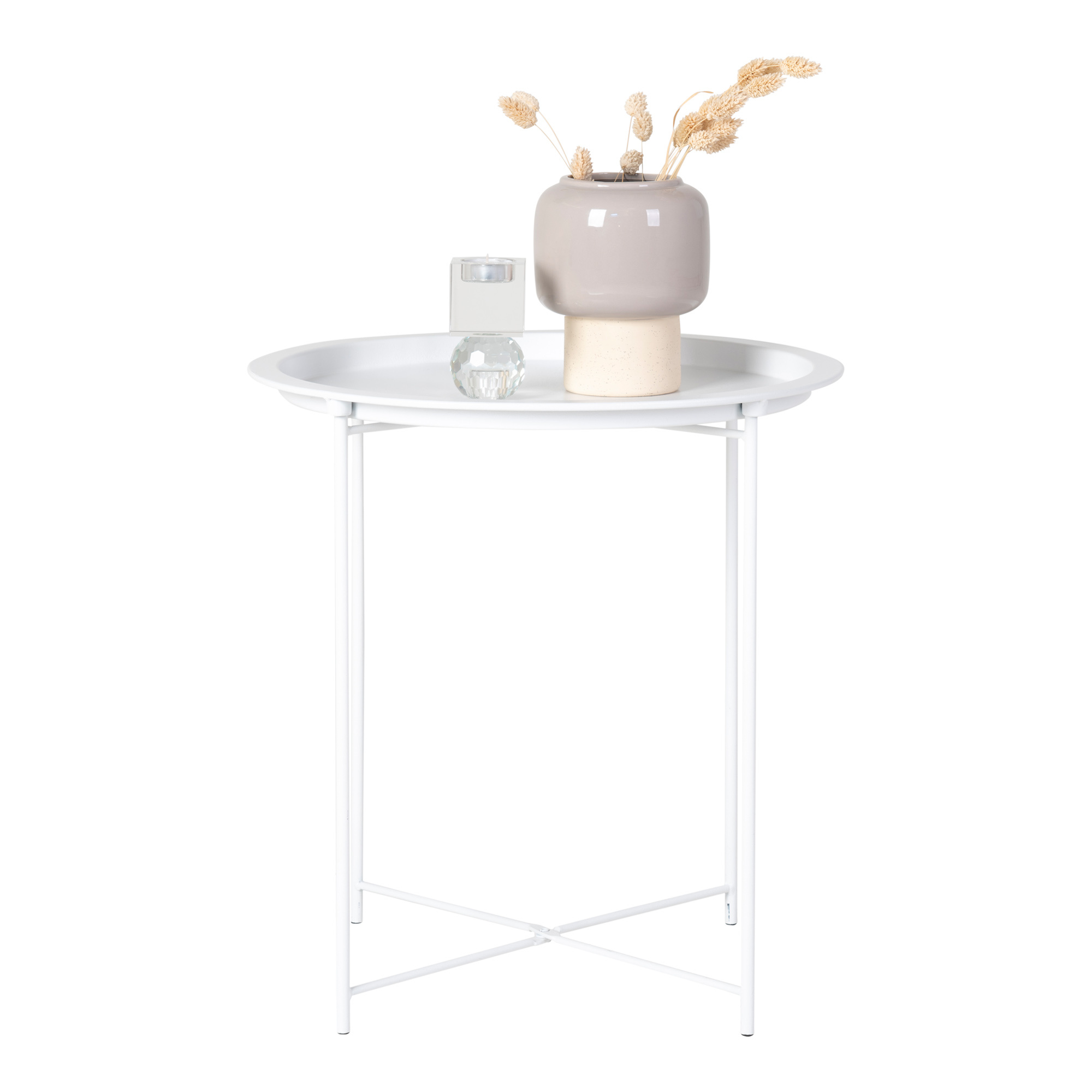 Bastia Side Table - White - Powdercoated steel - 47x50cm