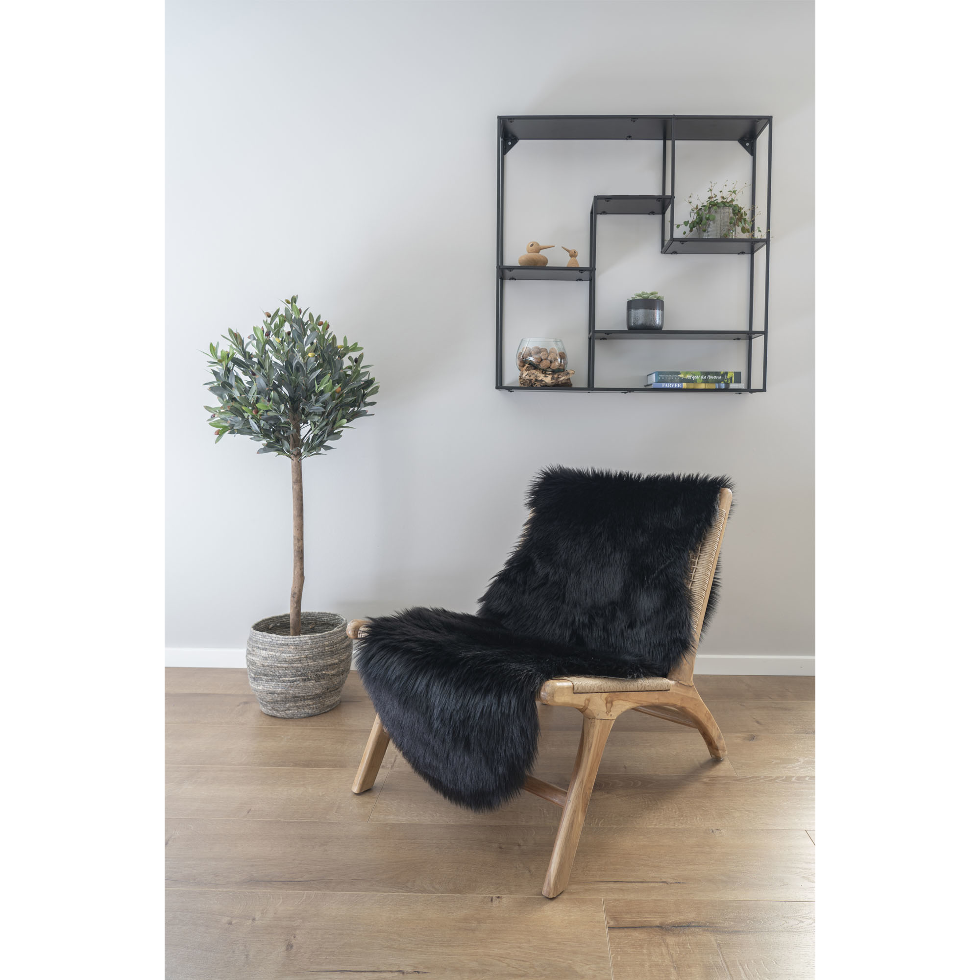 Kunstlamsvel - Kunstlamsvel in Zwart- 60x180 cm
