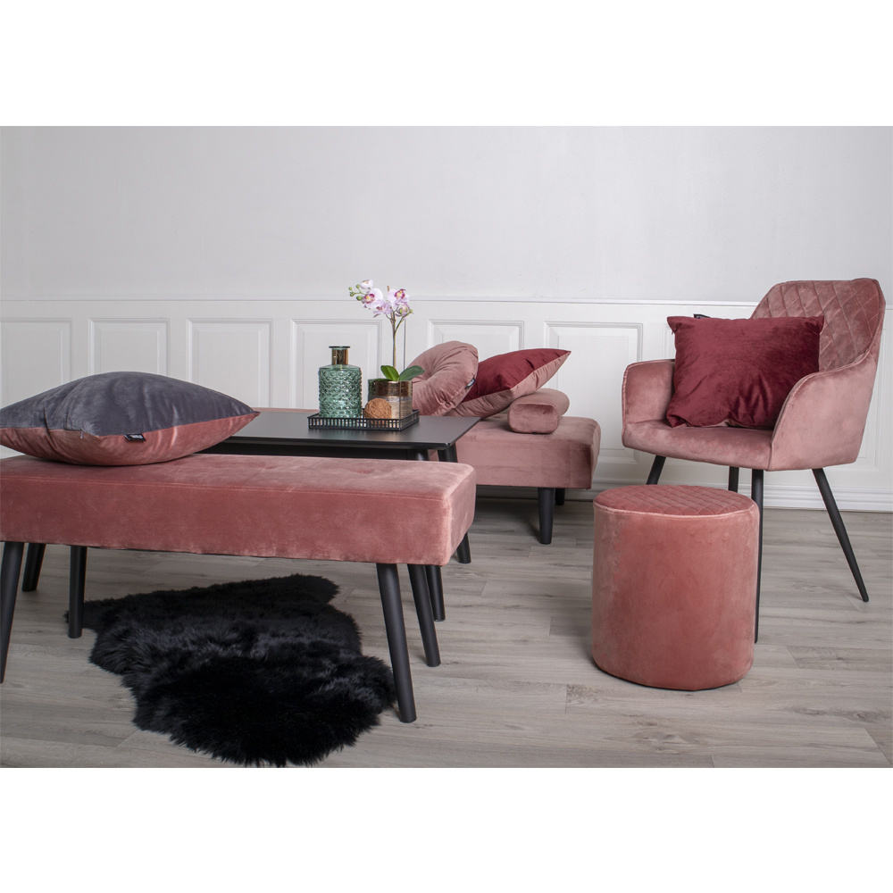 Ejby Pouf - Round pouf - Velvet - Pink- 34cm