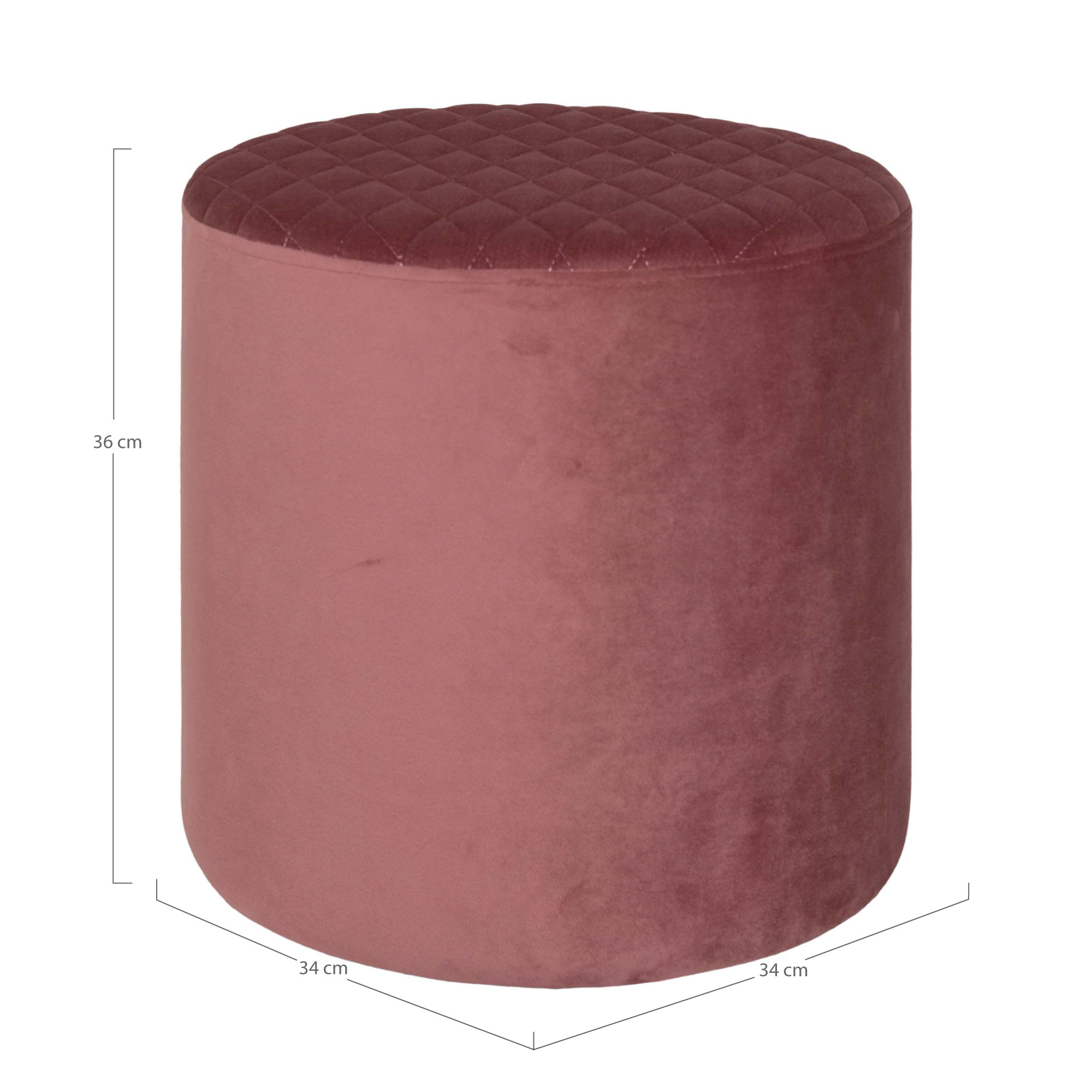 Ejby Pouf - Round pouf - Velvet - Pink- 34cm