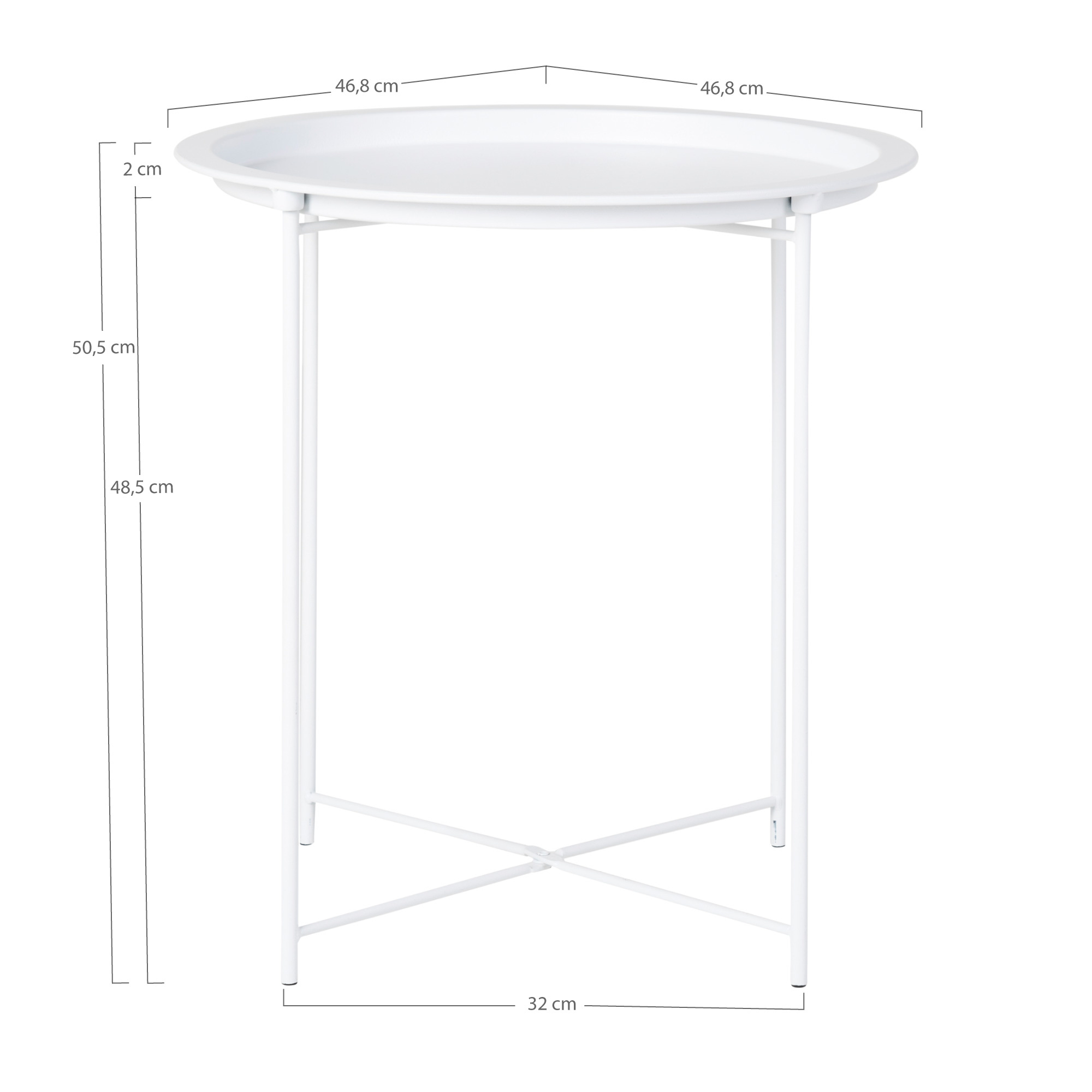 Bastia Side Table - White - Powdercoated steel - 47x50cm