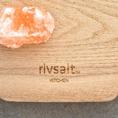 Rivsalt Himalayan salt rock grater - Large oak table stand - stainless steel