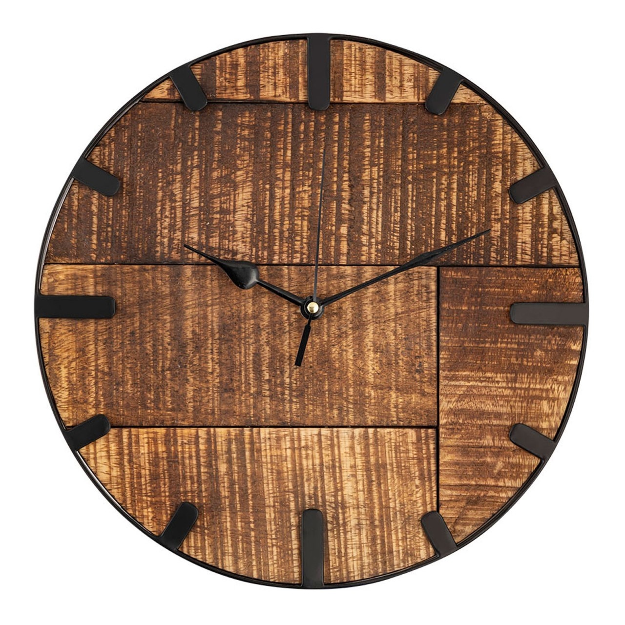Wall Clock Wood ø 30 cm Living Room Clock Modern Round Wood Vintage Silent Solid Mango Wood