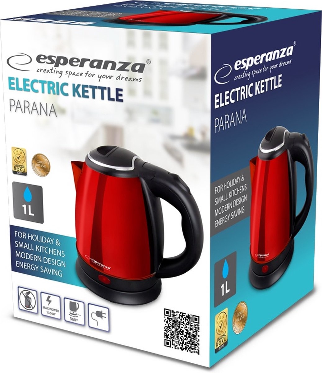 Esperanza 'Parana' kettle - for travelling or camping - 2 persons - stainless steel 1.0L 1350W