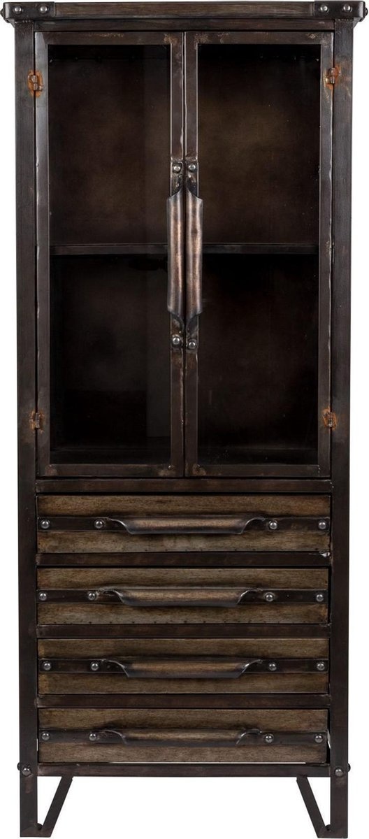 Parya Home - Otis Vitrinekast - Zwart- 39.5x54x127 Parya Home - Otis Vitrinekast - Zwart- 39.5x54x127