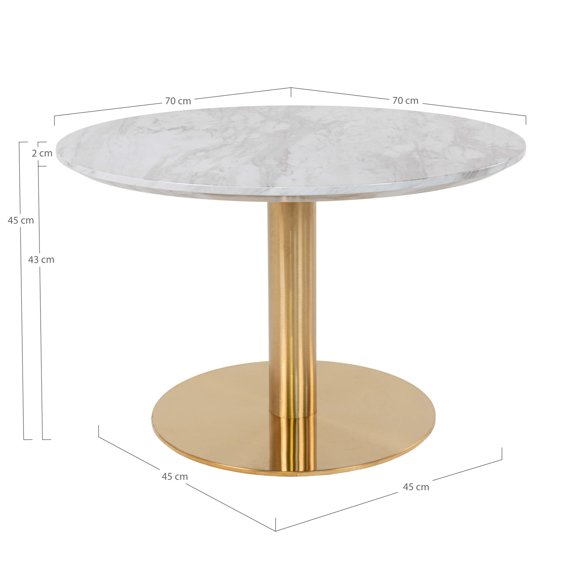 Bozen Couchtisch - Marmoroptik- 70x45cm