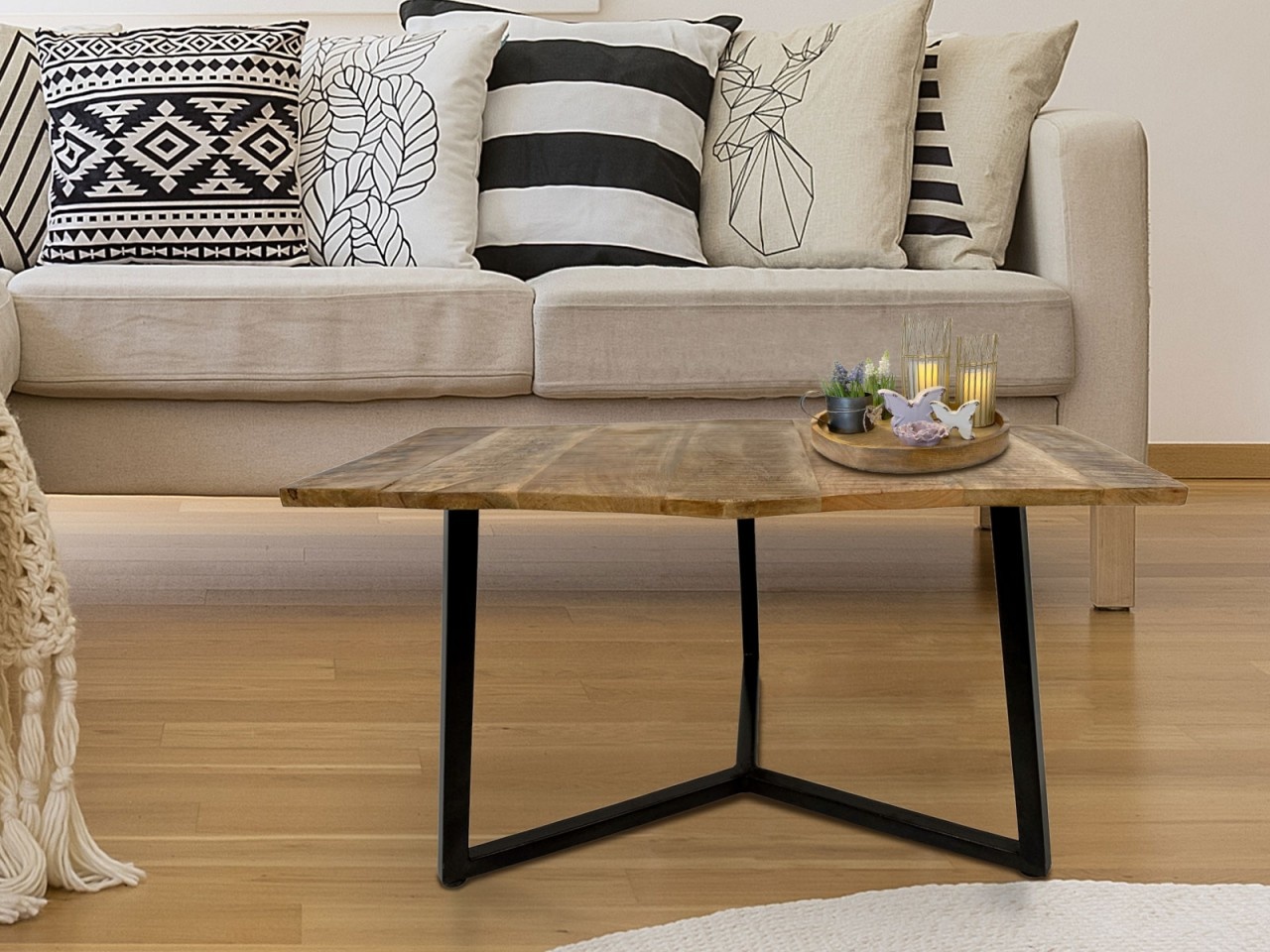 Parya Home - Bijzettafel - 56 x 47 cm - salontafel - Zwart