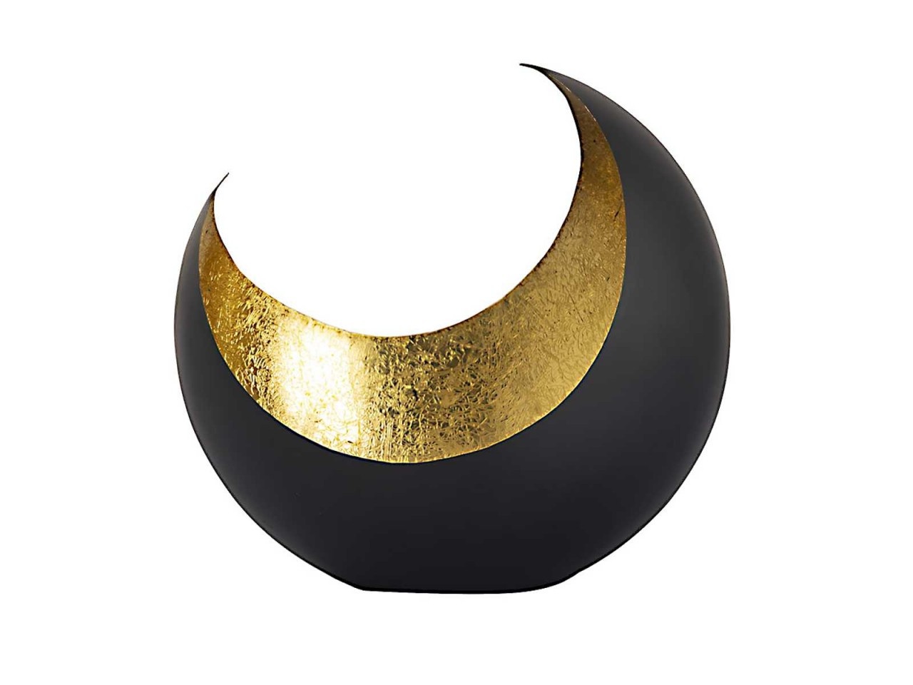 Parya Home - Kerzenständer - 20x21x11 - Mondsichelform - Metall - Schwarz
