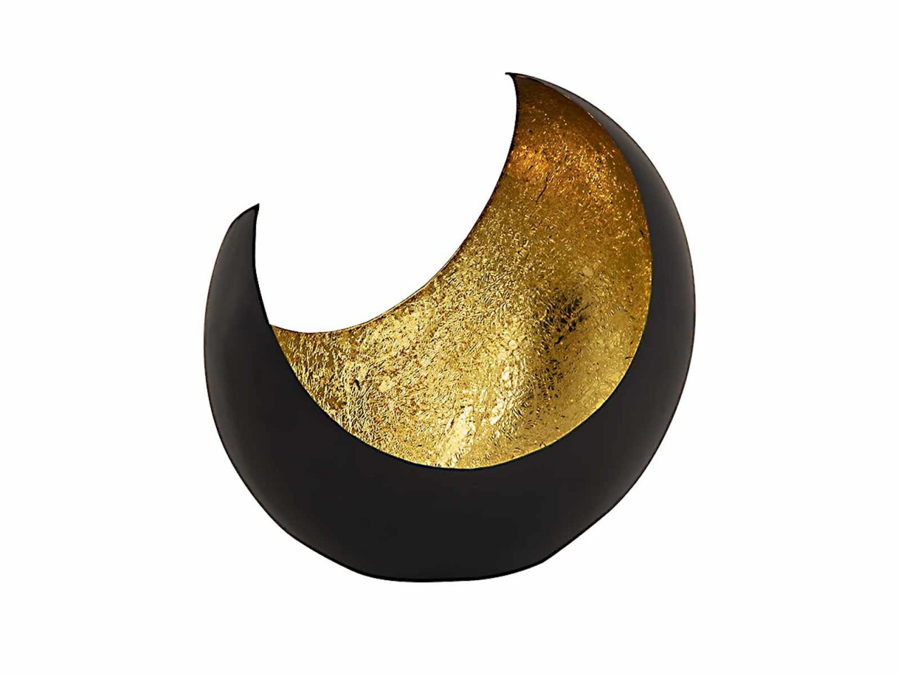 Parya Home - Kerzenständer - 20x21x11 - Mondsichelform - Metall - Schwarz