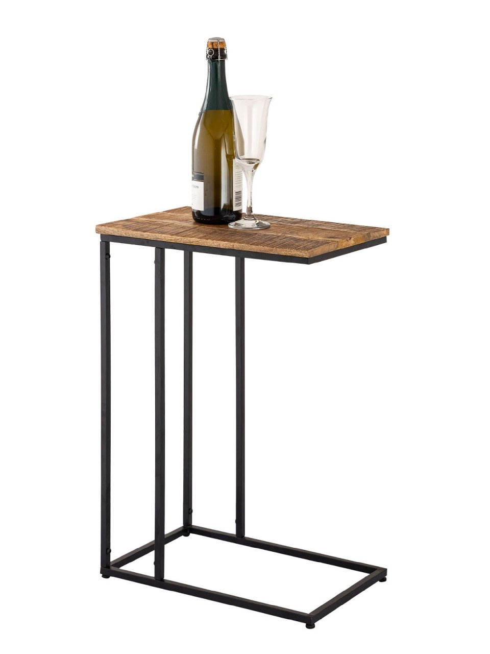 Parya Home - Side table wood - Laptop table C-table - Metal - 25x60x40cm