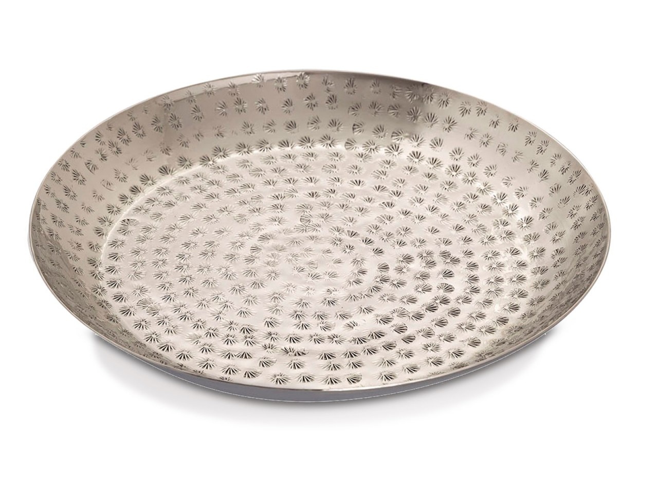 Parya Home - Dekoratives Tablett ø 28 cm rundes Serviertablett - Silber - Metall
