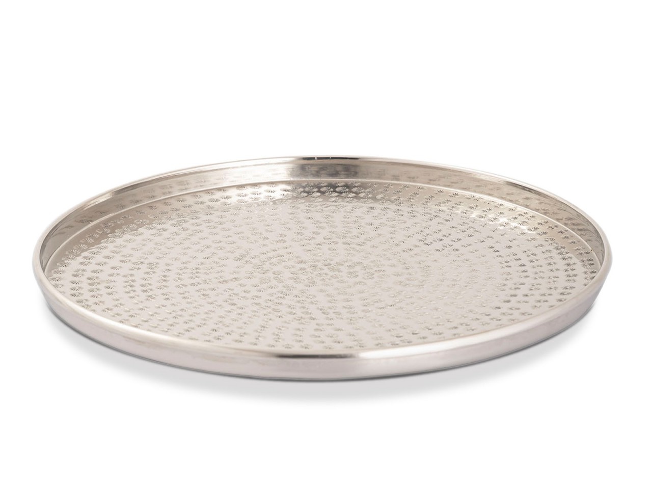 Parya Home - Decorative Tray ø 40 cm Round - Silver - Metal