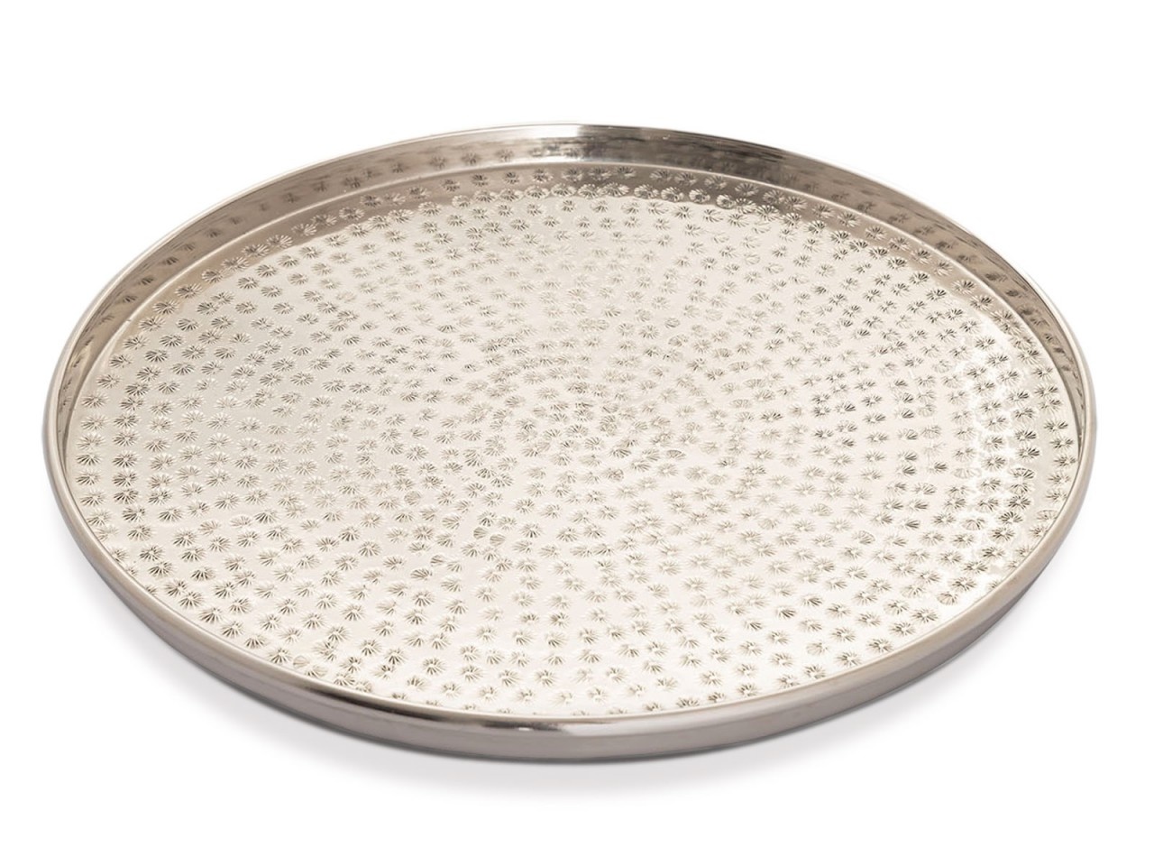Parya Home - Decorative Tray ø 40 cm Round - Silver - Metal