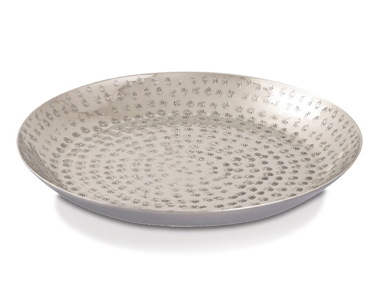 Parya Home - Dekoratives Tablett ø 28 cm rundes Serviertablett - Silber - Metall