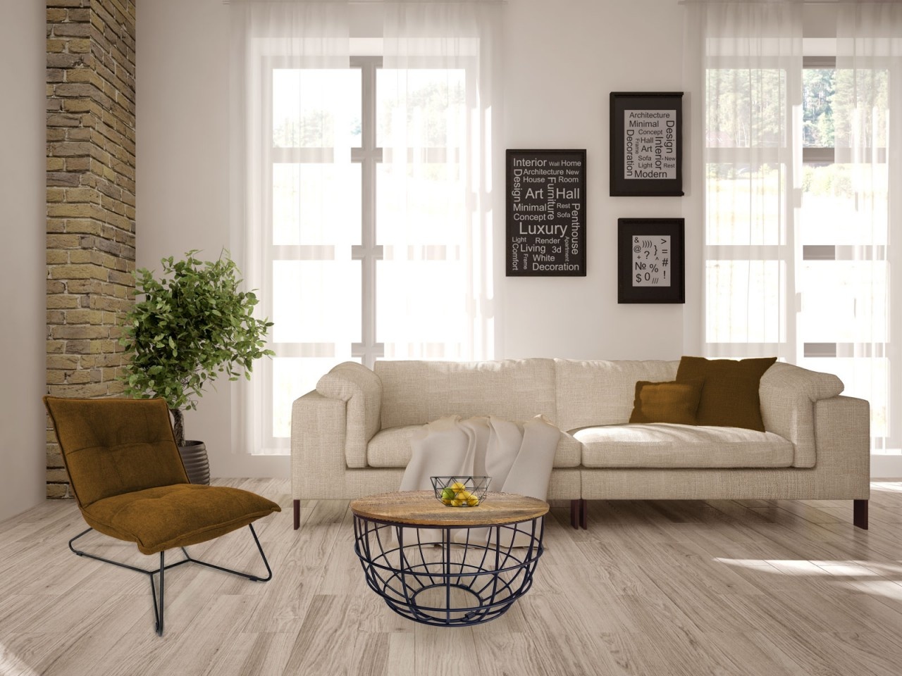 Parya Home - Side table Durable coffee table Living room table Round Lexington - ø 55 cm - Brown - Solid Metal Frame