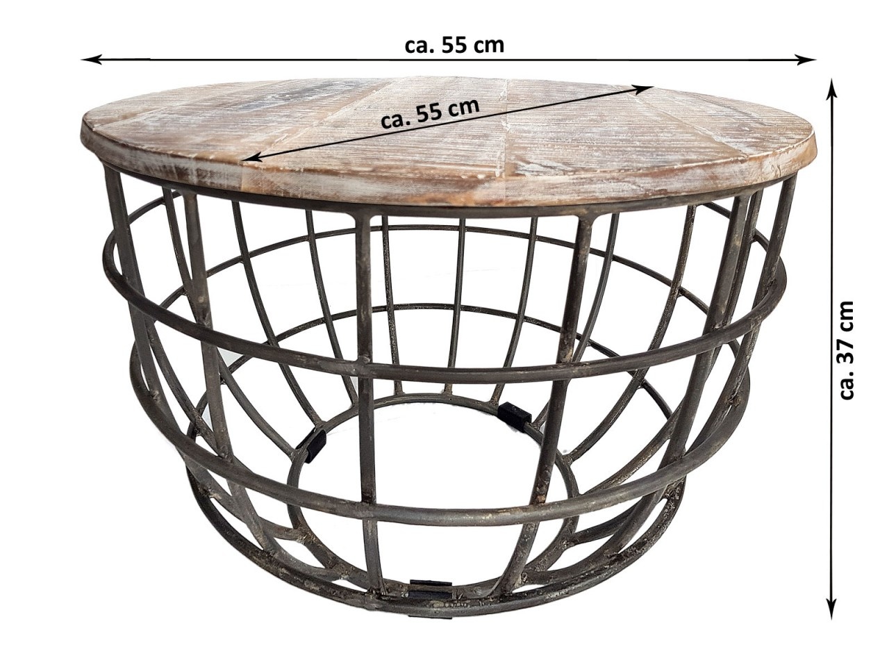 Parya Home - Side table Durable coffee table Living room table Round Lexington - ø 55 cm - Brown - Solid Metal Frame