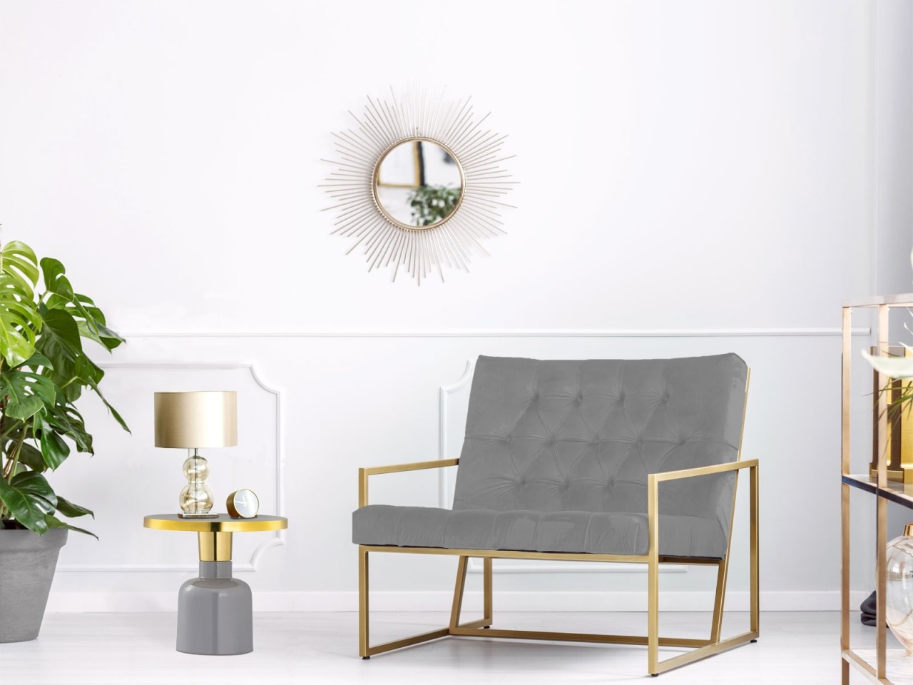 Parya Home -Side table round - Decorative table - 45 x45 cm- Metal - Gray