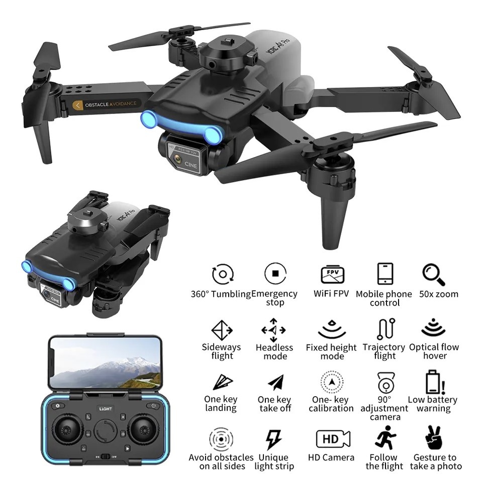 Parya Official Drone Avoidance - Drone Met 4K Dual Camera - Zwart