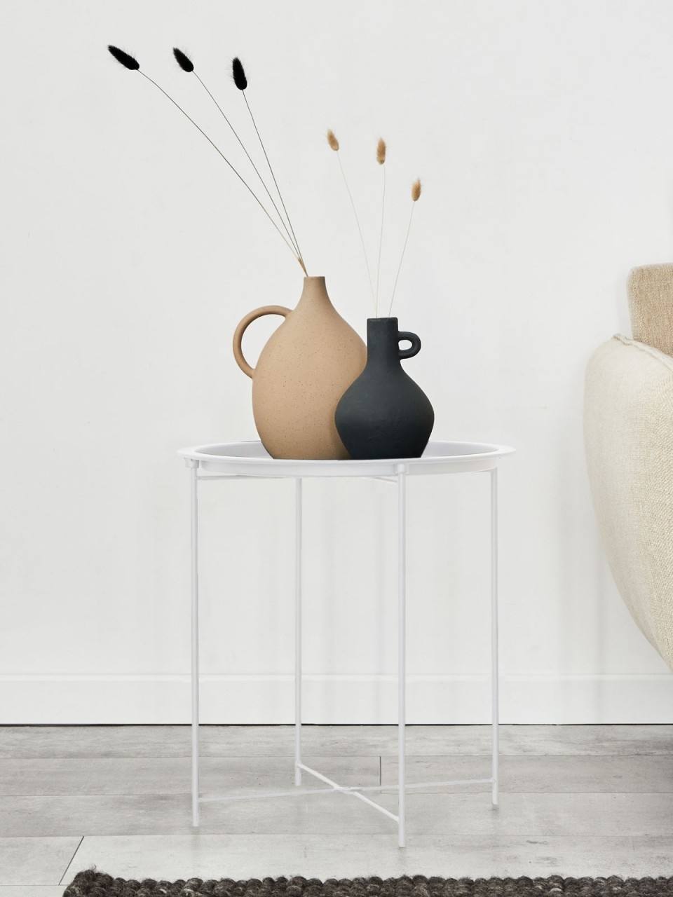 Side table - Coffee table 47 x 51cm - Metal - White