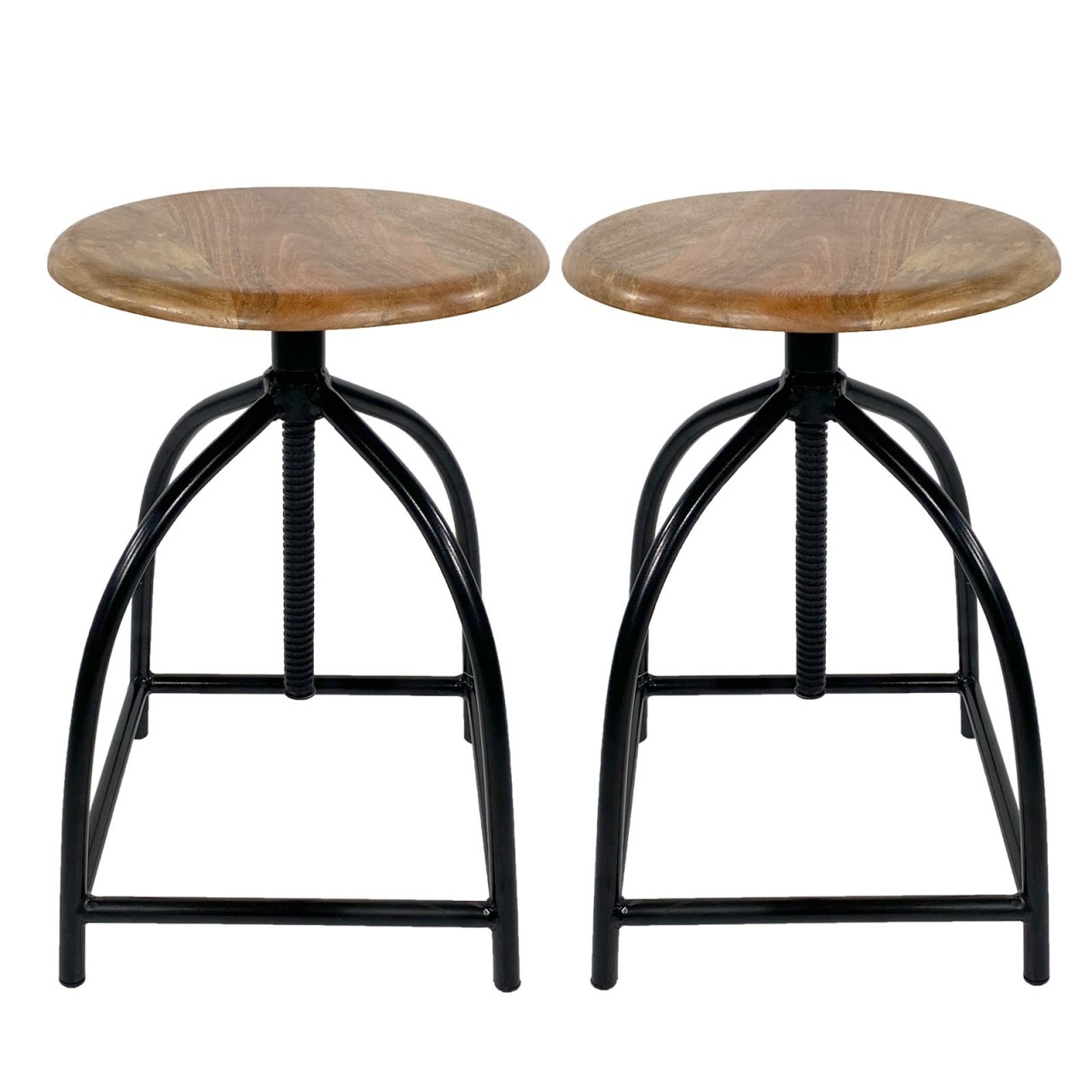 Parya Home - Draaikrukset 2-delig- Barkruk- 34x75x34 - in Hoogte Verstelbaar - Hout
